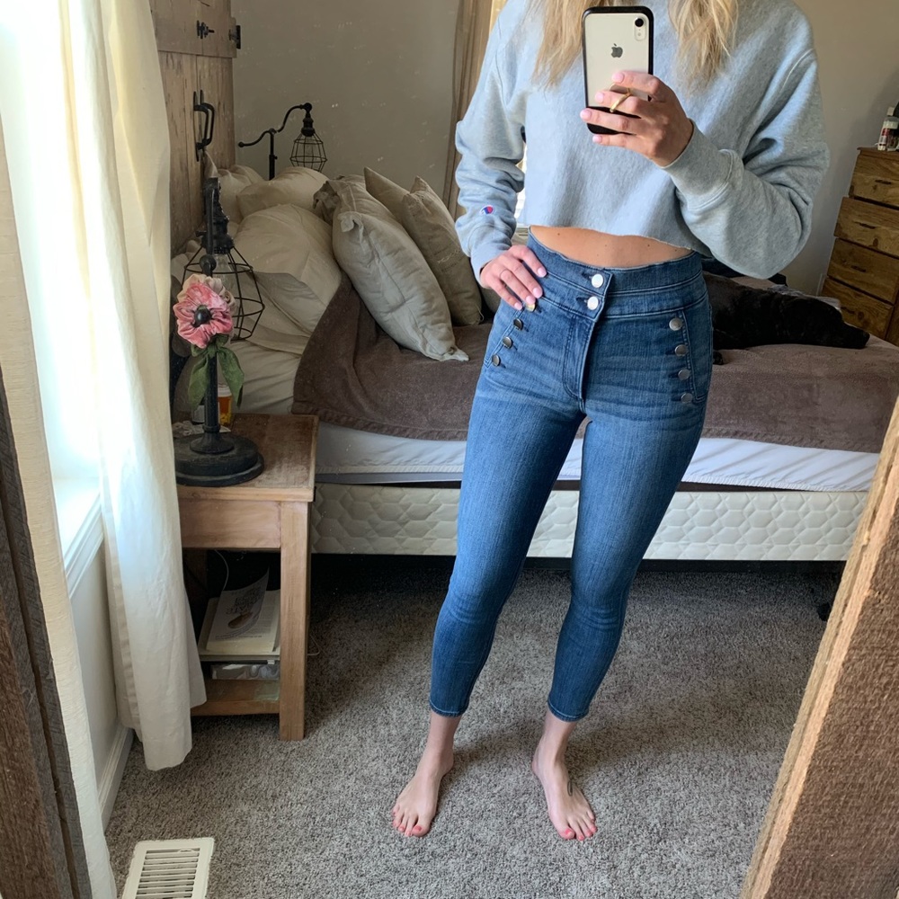 High rise cropped skinny jeans